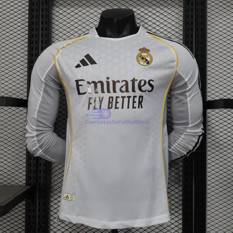 Camiseta Real Madrid 2025/2026 1ª Equipación ML Blanco con Parche HP (EDICIÓN JUGADOR)