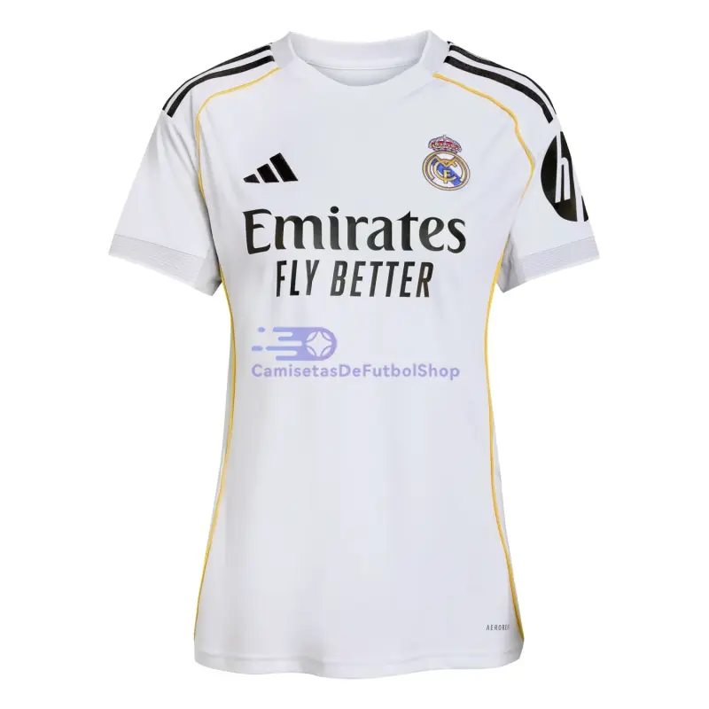 Camiseta Real Madrid 2025/2026 1ª Equipación Blanco Mujer con Parche HP