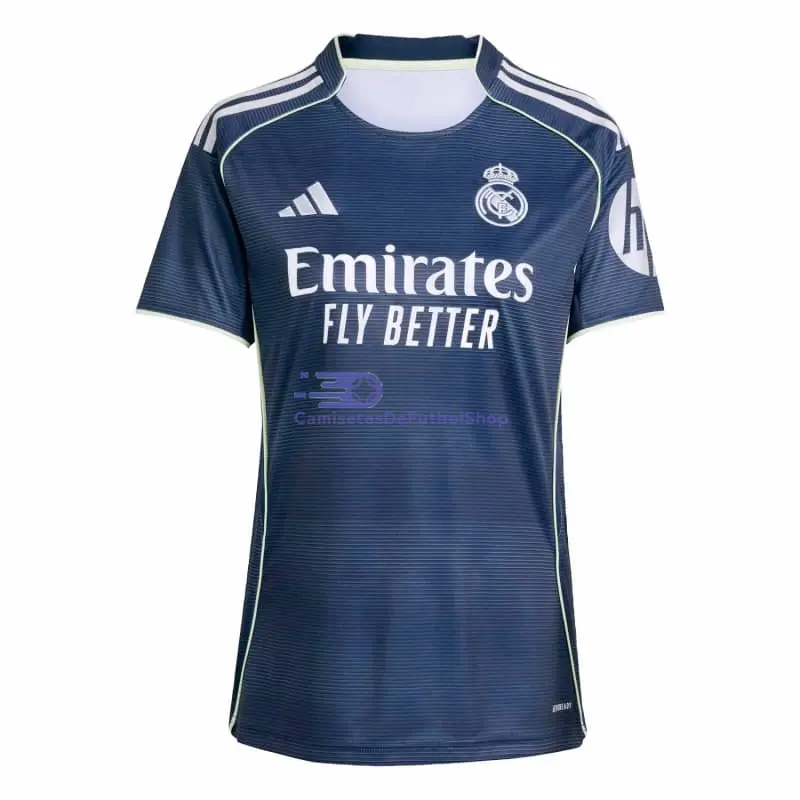 Camiseta Real Madrid 2025/2026 2ª Equipación Azul Marino Mujer con Parche HP