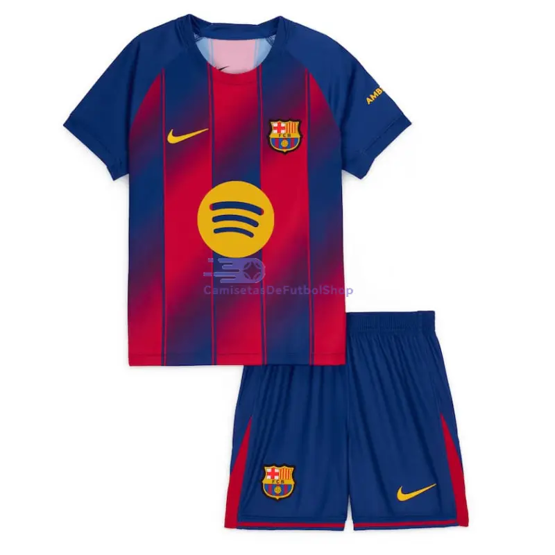 Camiseta Barcelona 2025/2026 1ª Equipación Azul/Rojo Niño Kit