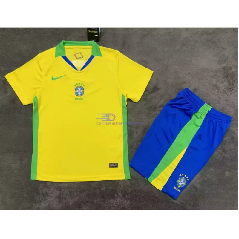Camiseta Brasil 2025 1ª Equipación Amarillo Niño Kit
