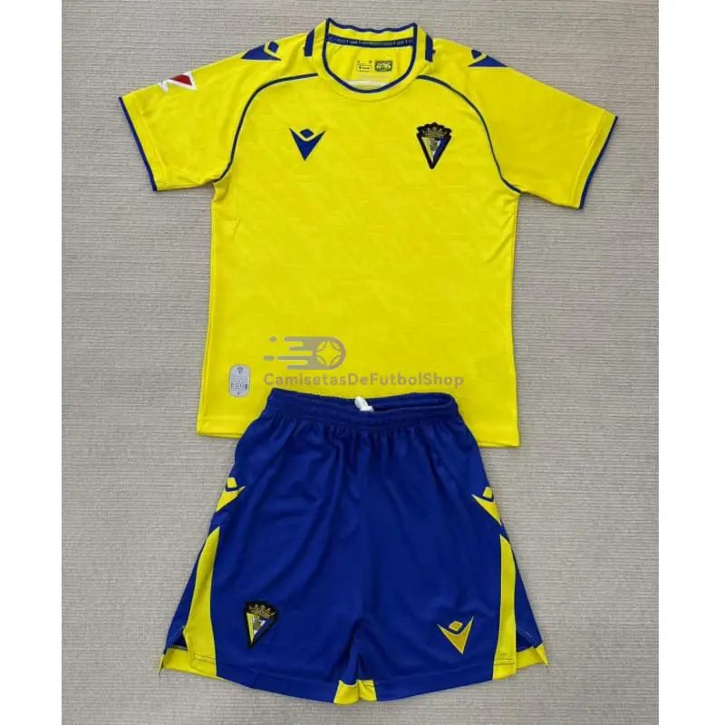 Camiseta Cadiz 2025/2026 1ª Equipación Amarillo Niño Kit con Parche La Liga