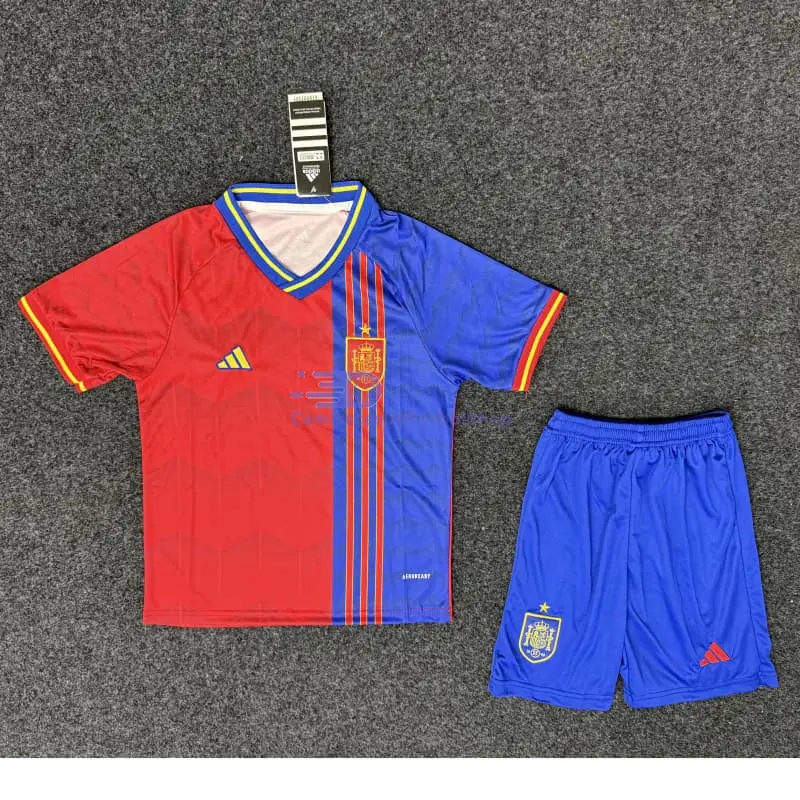 Camiseta España 2025 1ª Equipación Rojo/Azul Niño Kit