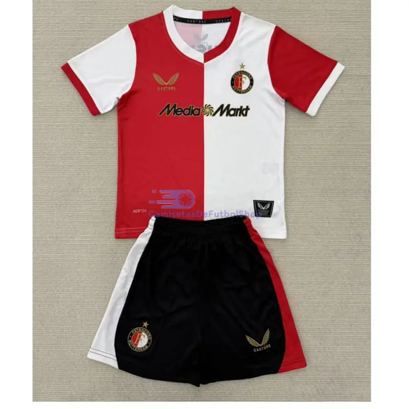 Camiseta Feyenoord 2025/2026 1ª Equipación Rojo/Blanco Niño Kit