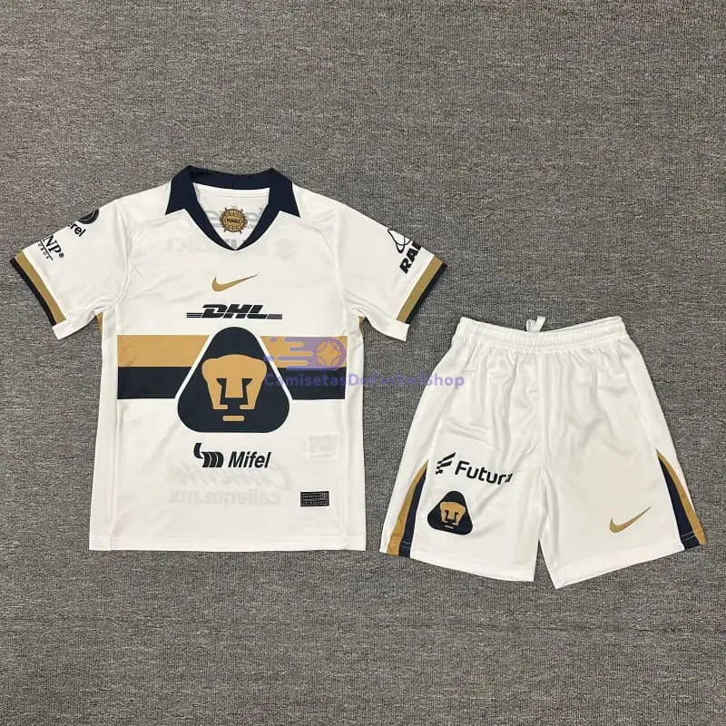 Camiseta Pumas UNAM 2025/2026 1ª Equipación Blanco Niño Kit