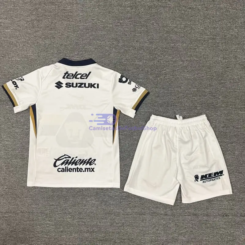 Camiseta Pumas UNAM 2025/2026 1ª Equipación Blanco Niño Kit