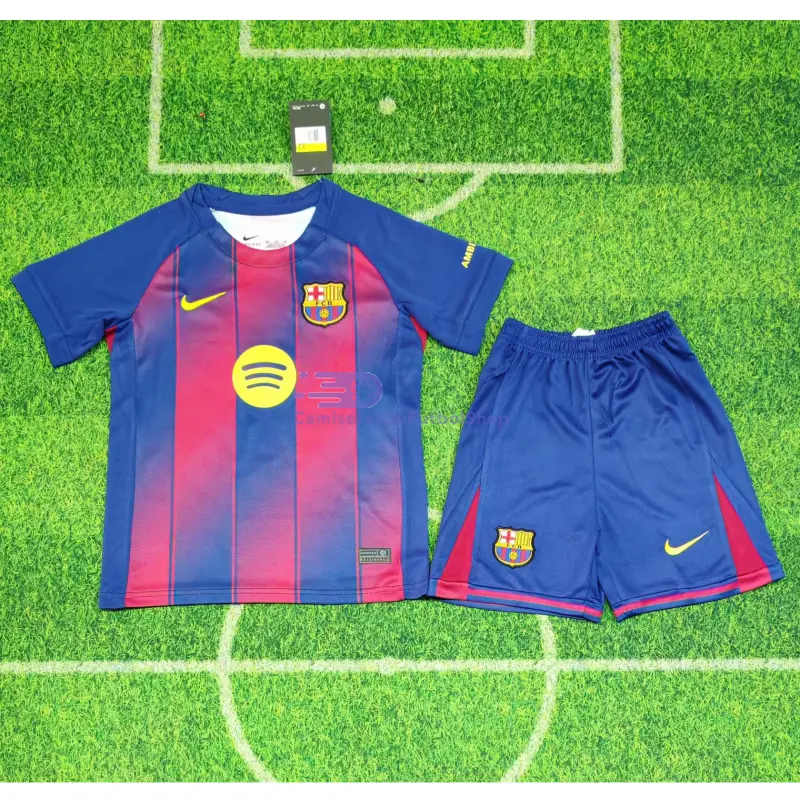 Camiseta Barcelona 2025/2026 1ª Equipación Azul/Rojo Niño Kit	