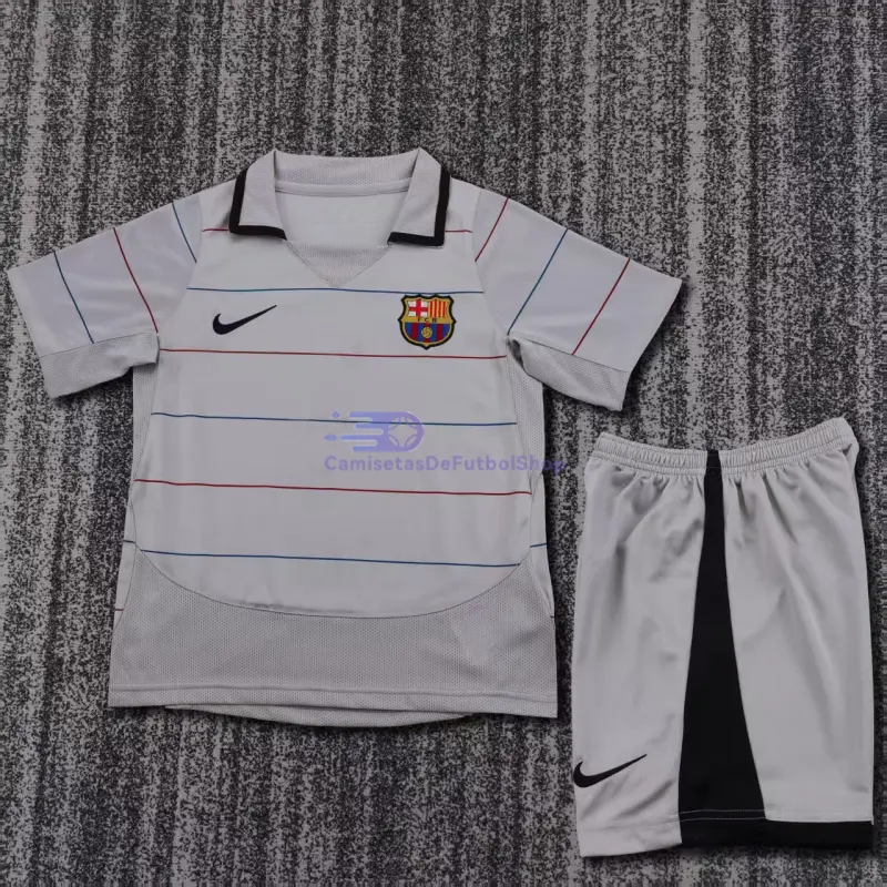 Camiseta Barcelona 2003/04 2ª Equipación Retro Gris Niño Kit