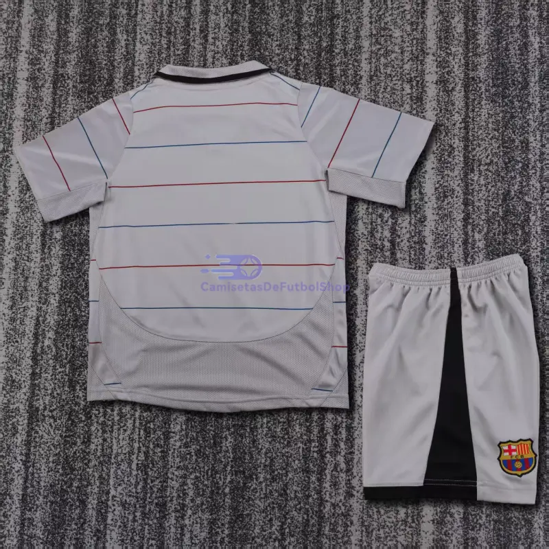 Camiseta Barcelona 2003/04 2ª Equipación Retro Gris Niño Kit