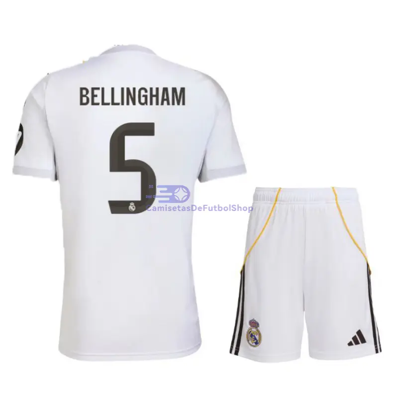 Camiseta BELLINGHAM 5 Real Madrid 2025/2026 1ª Equipación Blanco Niño Kit con Parche HP