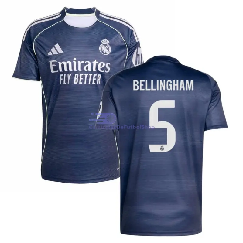 Camiseta BELLINGHAM 5 Real Madrid 2025/2026 2ª Equipación Azul Marino con Parche HP