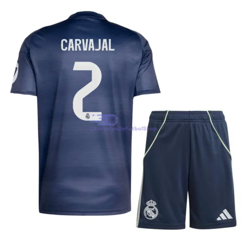 Camiseta CARVAJAL 2 Real Madrid 2025/2026 2ª Equipación Azul Marino Niño Kit con Parche HP