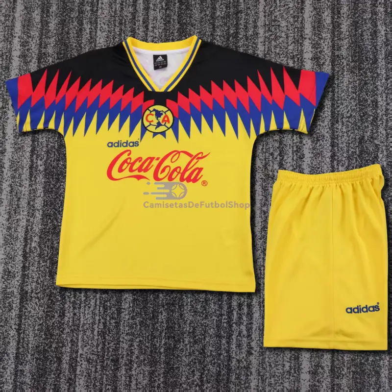 Camiseta Club America 1995/96 1ª Equipación Retro Amarillo Niño Kit