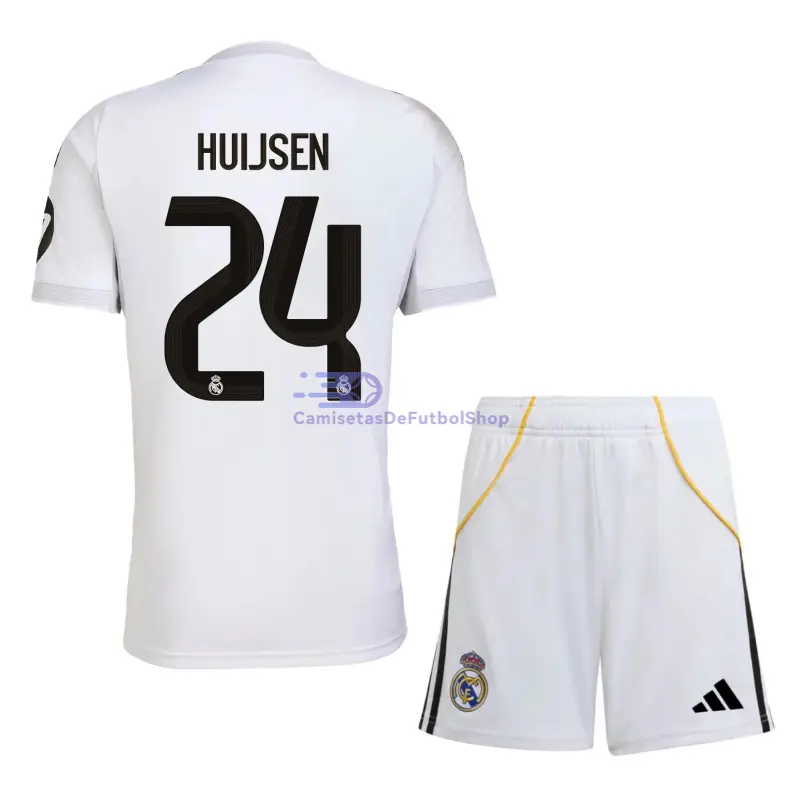 Camiseta HUIJSEN 24 Real Madrid 2025/2026 1ª Equipación Blanco Niño Kit con Parche HP
