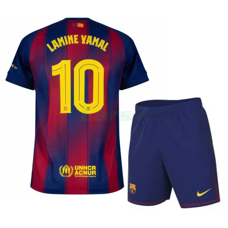 Camiseta Lamine Yamal 10 Barcelona 2025/2026 1ª Equipación Azul/Rojo Niño Kit