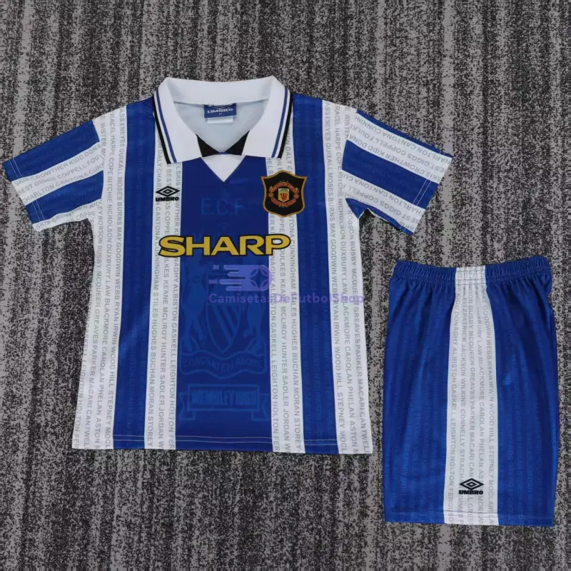 Camiseta Manchester United 1994/96 3ª Equipación Retro Blanco/Auzl Niño Kit