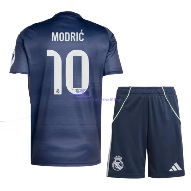 Camiseta MODRIĆ 10 Real Madrid 2025/2026 2ª Equipación Azul Marino Niño Kit con Parche HP