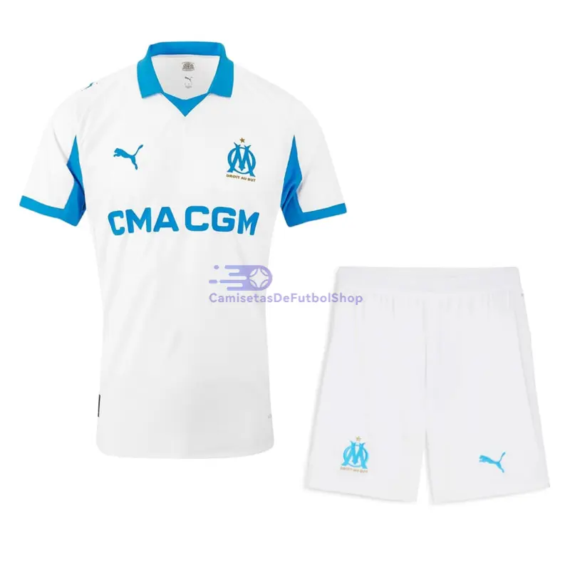 Camiseta Olympique Marsella 2025/2026 1ª Equipación Blanco Niño Kit