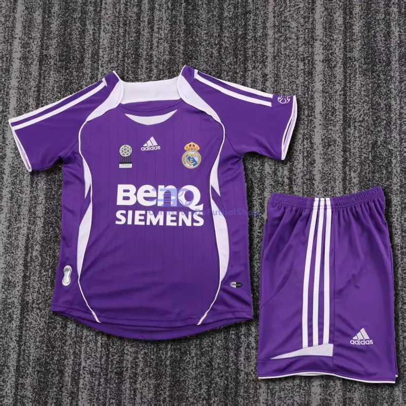 Camiseta Real Madrid 2006/07 3ª Equipación Retro Morado Niño Kit
