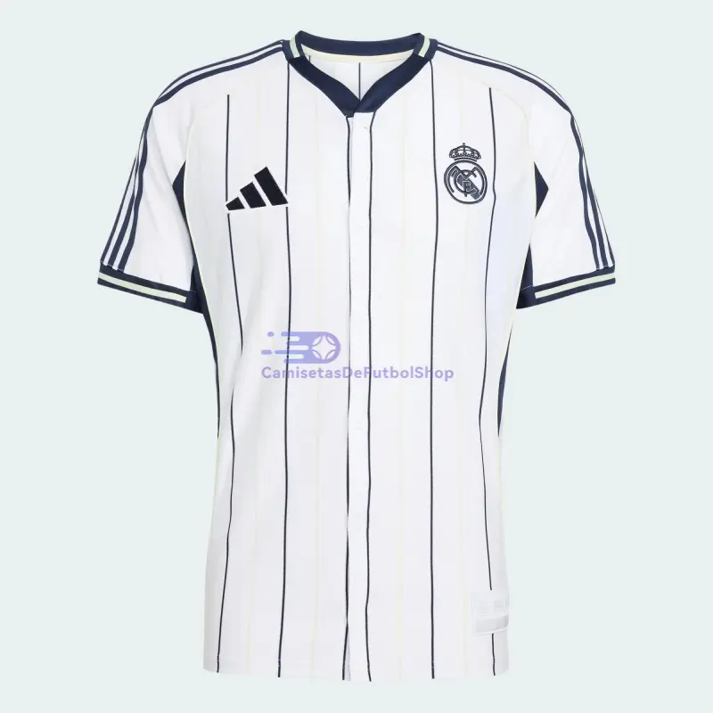 Camiseta Real Madrid Baseball Shirt 2025/2026 Blanco/Azul Marino