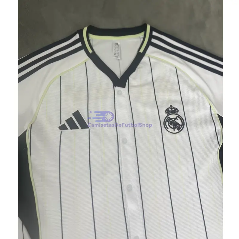 Camiseta Real Madrid Baseball Shirt 2025/2026 Blanco/Azul Marino