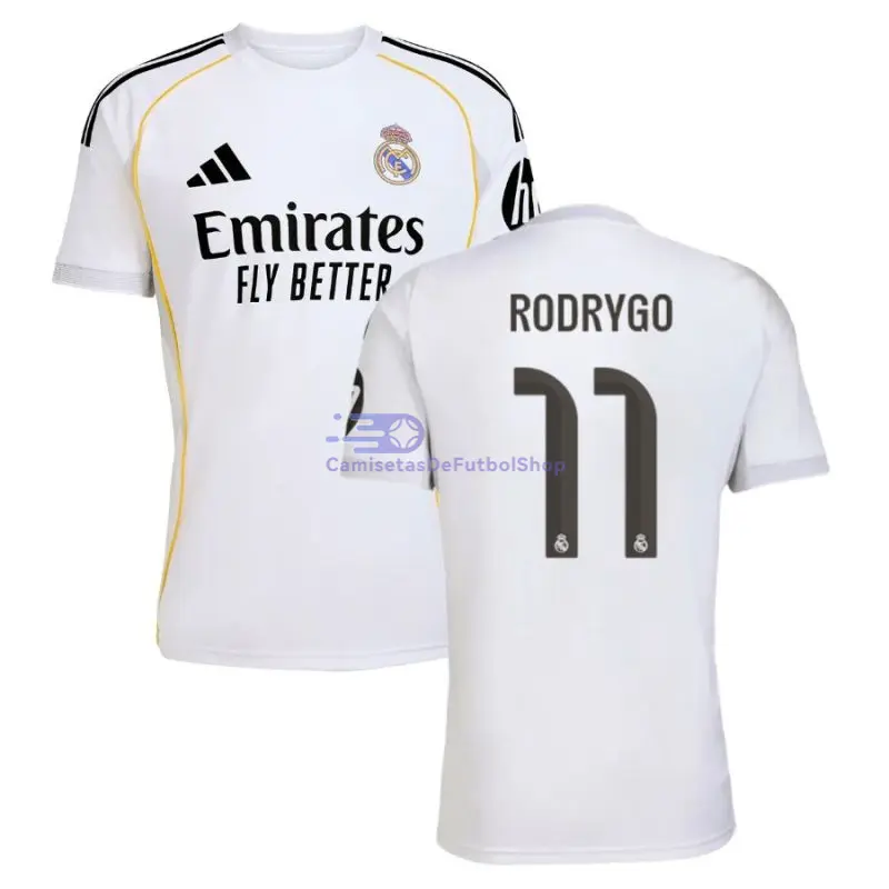 Camiseta RODRYGO 11 Real Madrid 2025/2026 1ª Equipación Blanco con Parche HP