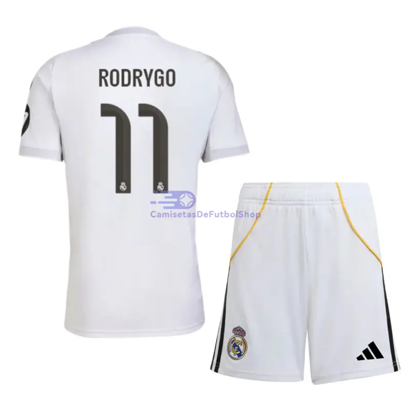 Camiseta RODRYGO 11 Real Madrid 2025/2026 1ª Equipación Blanco con Parche HP