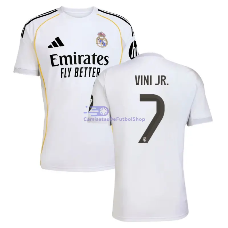 Camiseta VINI JR. 7 Real Madrid 2025/2026 1ª Equipación Blanco con Parche HP