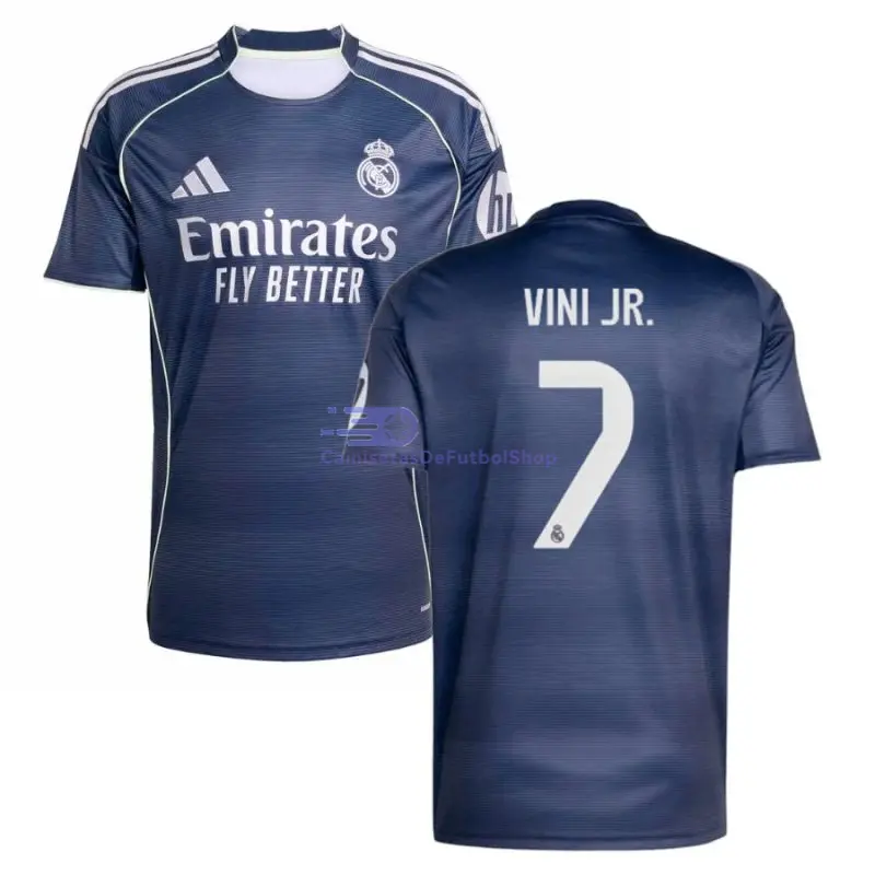 Camiseta VINI JR. 7 Real Madrid 2025/2026 2ª Equipación Azul Marino con Parche HP