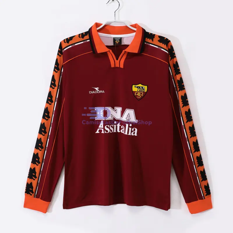 Camiseta AS Roma 1998/99 1ª Equipación Retro ML Rojo Oscuro