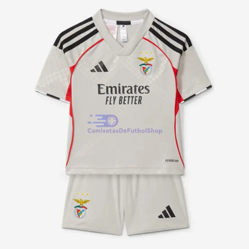 Camiseta Benfica 2025/2026 2ª Equipación Gris Niño Kit