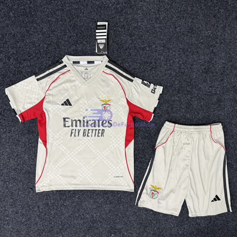 Camiseta Benfica 2025/2026 2ª Equipación Gris Niño Kit
