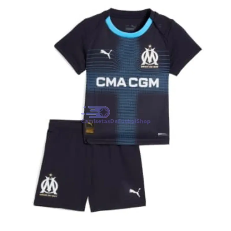 Camiseta Olympique Marsella 2025/2026 2ª Equipación Azul Marino Niño Kit 