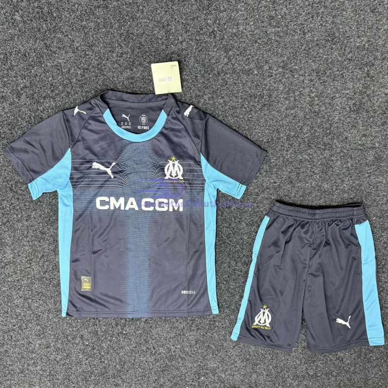 Camiseta Olympique Marsella 2025/2026 2ª Equipación Azul Marino Niño Kit 