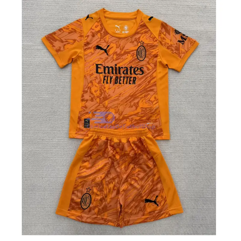 Camiseta de Portero AC Milan 2025/2026 2ª Equipación Naranja Niño Kit