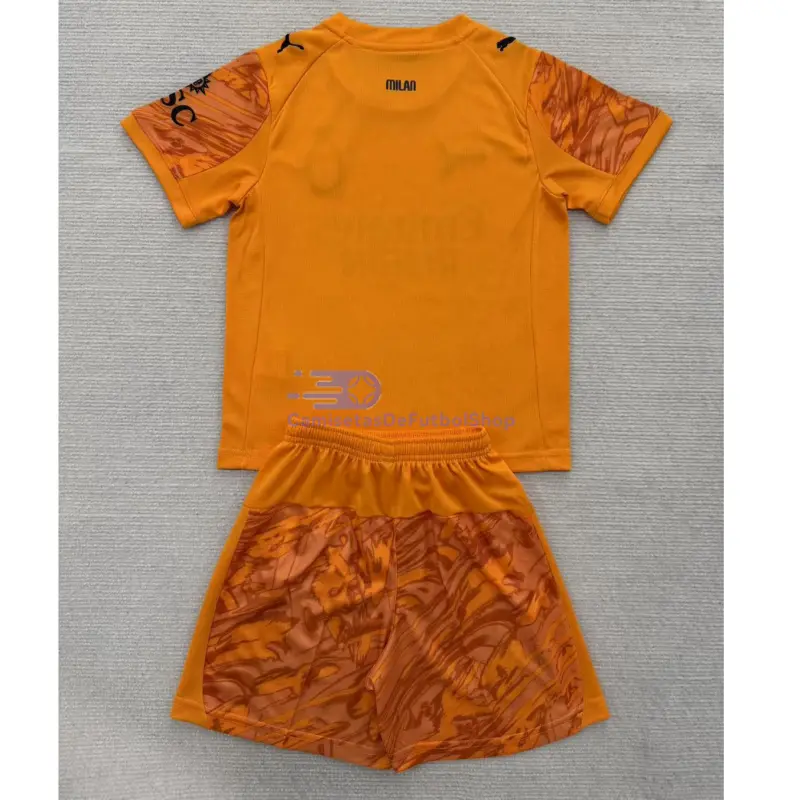 Camiseta de Portero AC Milan 2025/2026 2ª Equipación Naranja Niño Kit