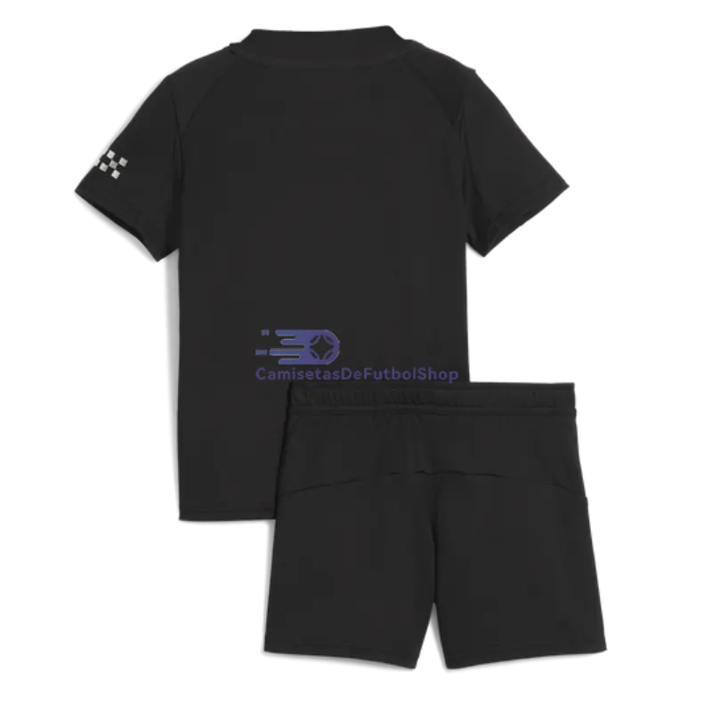 Camiseta Manchester City 2025/2026 2ª Equipación Negro Niño Kit