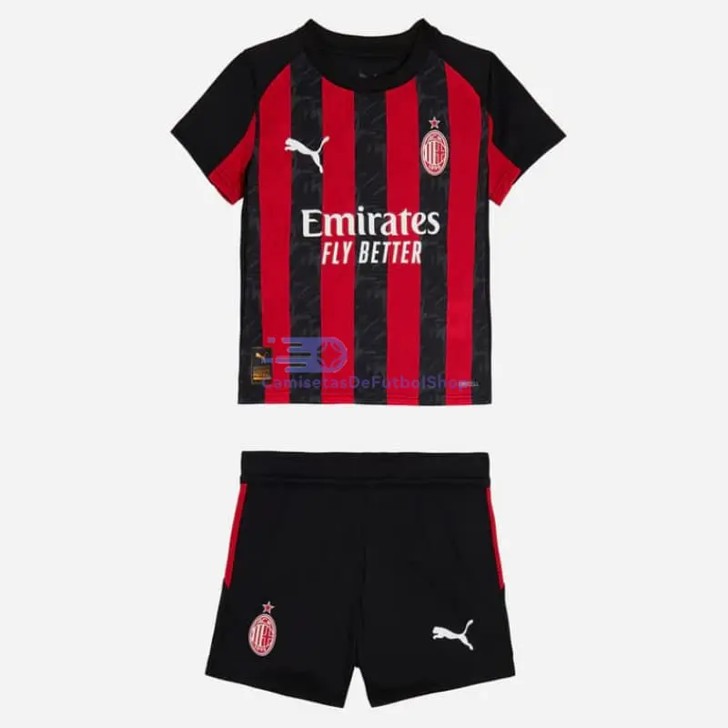 Camiseta MODRIĆ 14 AC Milan 2025/2026 1ª Equipación Rojo/Negro Niño Kit