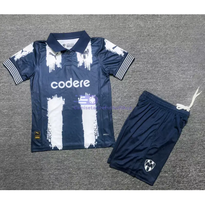 Camiseta Monterrey 2025/2026 KidSuper Azul Marino/Blanco Niño Kit