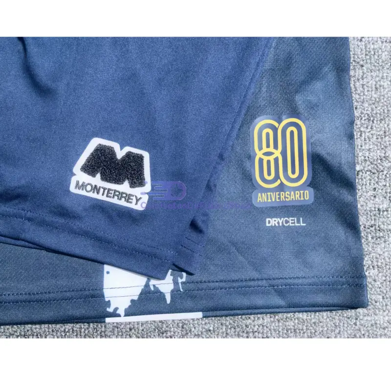 Camiseta Monterrey 80 Aniversario Edición 2025/2026 Azul Marino/Blanco Niño Kit