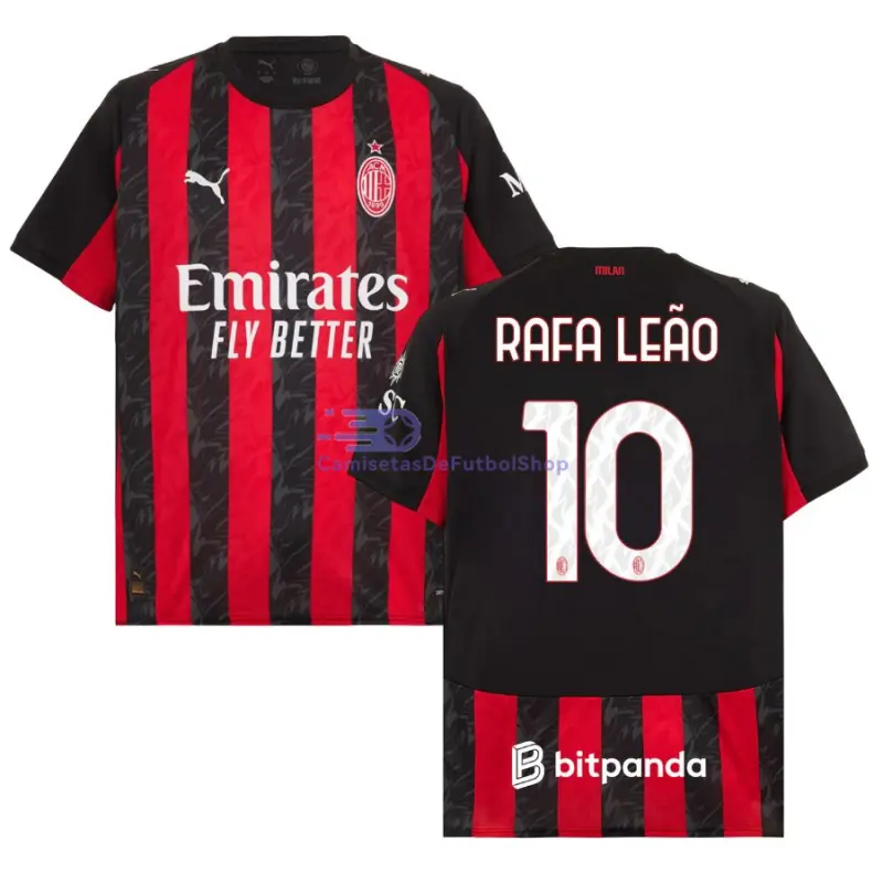 Camiseta RAFA LEÃO 10 AC Milan 2025/2026 1ª Equipación Rojo/Negro