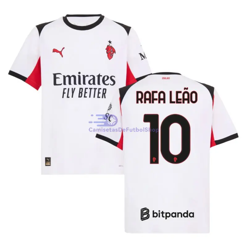 Camiseta RAFA LEÃO 10 AC Milan 2025/2026 2ª Equipación Blanco