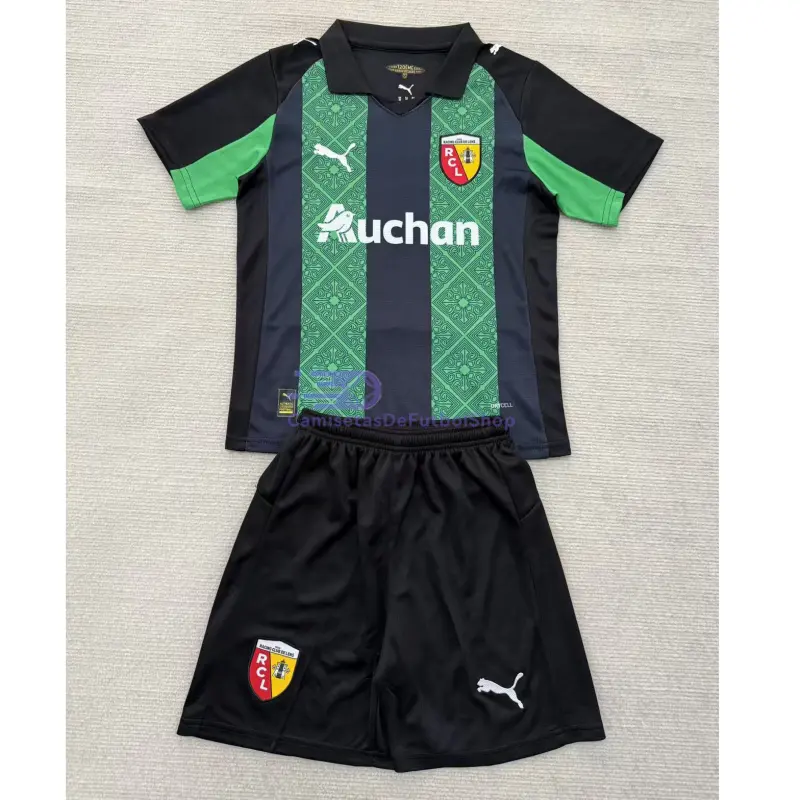 Camiseta RC Lens 2025/2026 2ª Equipación Verde/Negro Niño Kit