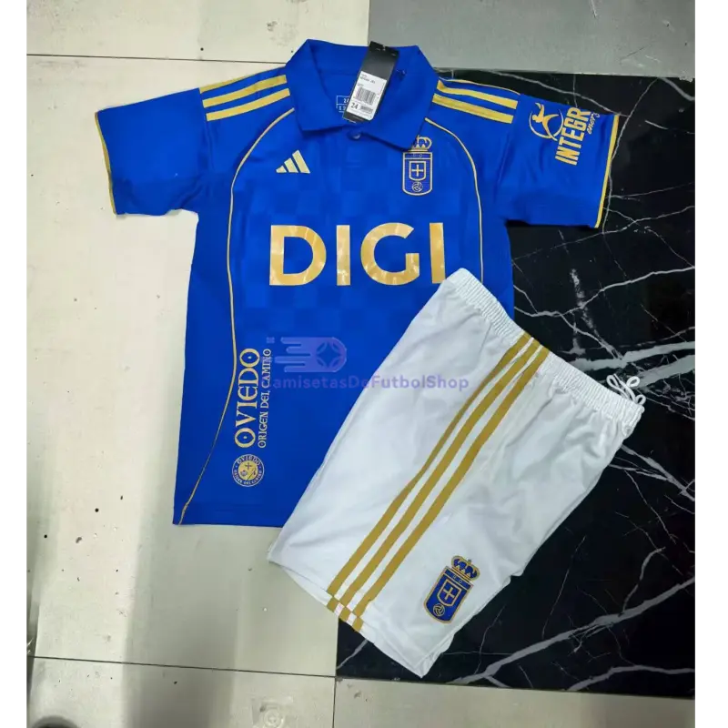 Camiseta Real Oviedo 2025/2026 1ª Equipación Azul Niño Kit