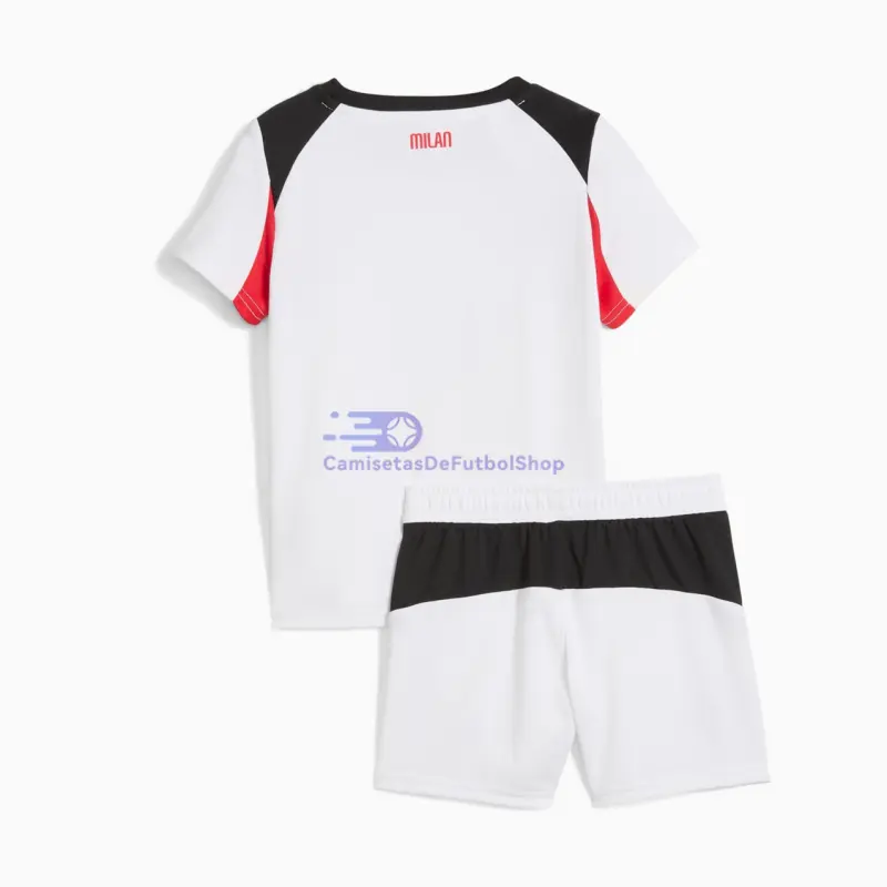 Camiseta AC Milan 2025/2026 2ª Equipación Blanco Niño Kit