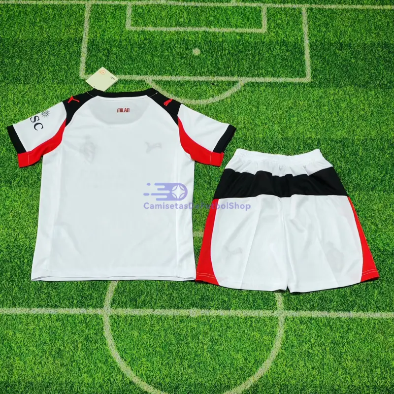 Camiseta AC Milan 2025/2026 2ª Equipación Blanco Niño Kit
