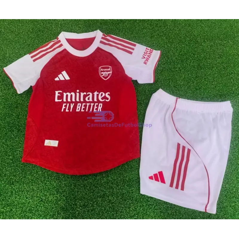 Camiseta Arsenal 2025/2026 1ª Equipación Rojo Niño Kit (EDICIÓN JUGADOR)