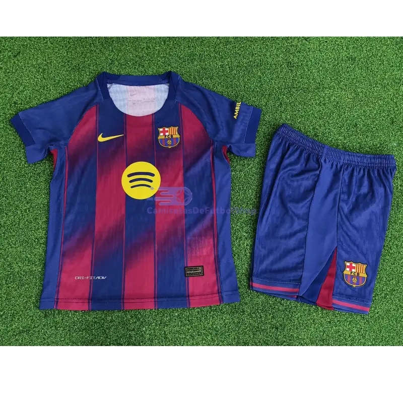 Camiseta Barcelona 2025/2026 1ª Equipación Azul/Rojo Niño Kit (EDICIÓN JUGADOR)