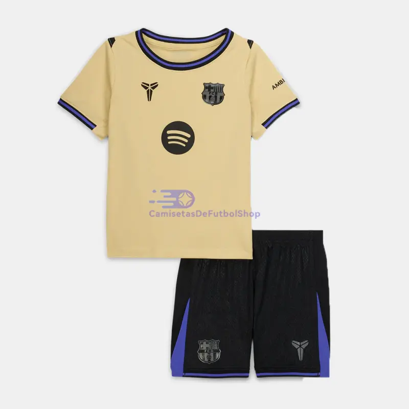 Camiseta Barcelona 2025/2026 2ª Equipación Oro Niño Kit