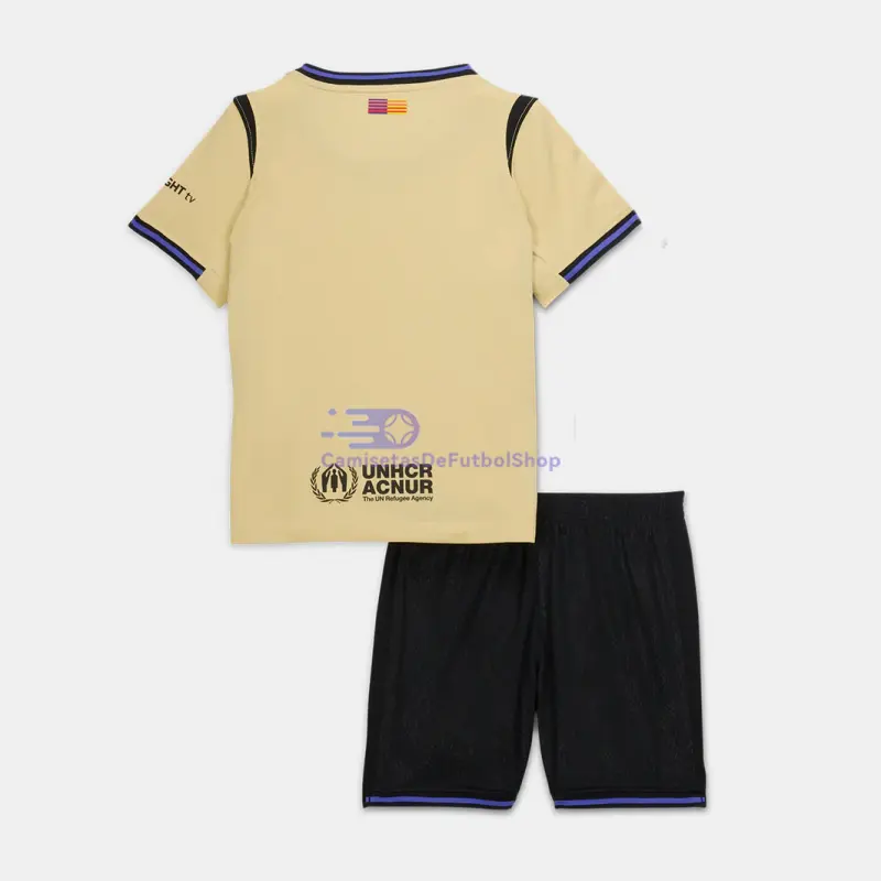 Camiseta Barcelona 2025/2026 2ª Equipación Oro Niño Kit